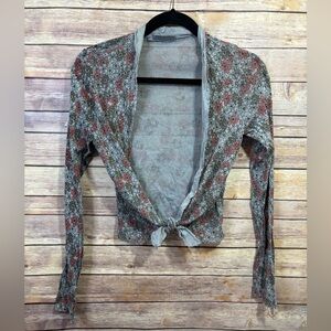 Cut Loose San Francisco Floral Mesh Long Sleeve Cardigan Topper Women's Size M